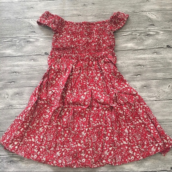 Happy Girl Red Floral Off Shoulder Mini Dress - Picture 5 of 8